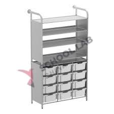 Gratnells Dynamis Treble Silver Frame 3 Shelves & 12 Deep Trays